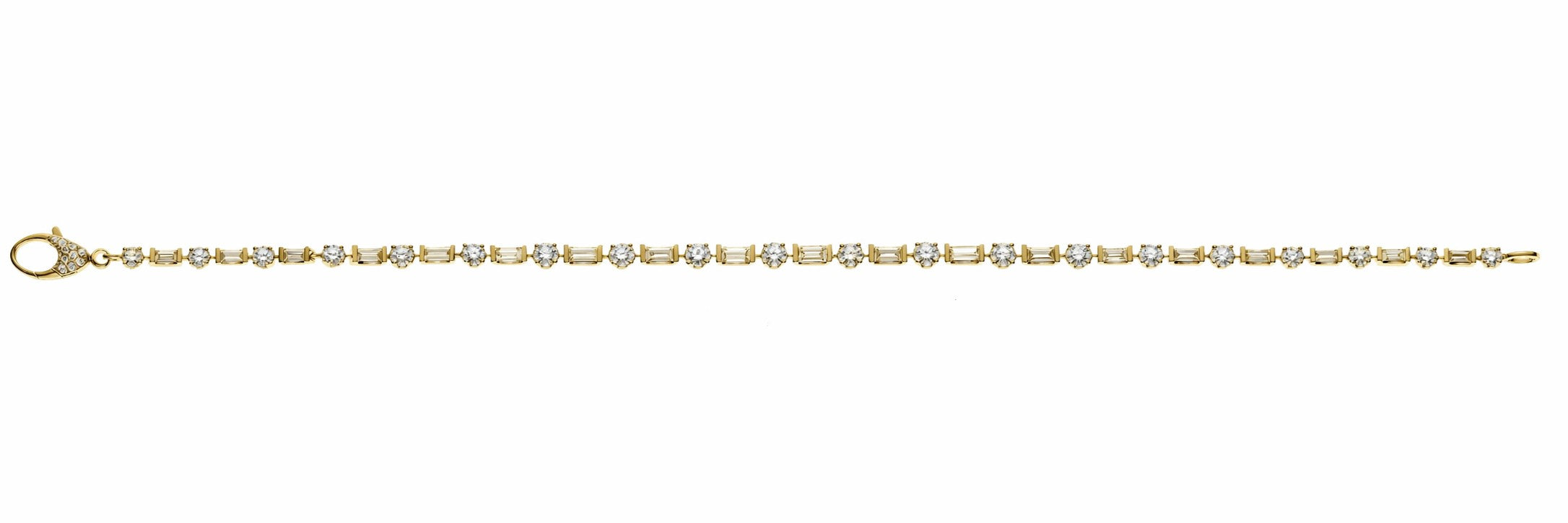 Armband Gelbgold 750 Brillanten Baguette Diamanten 4-Griff Fassung 18cm