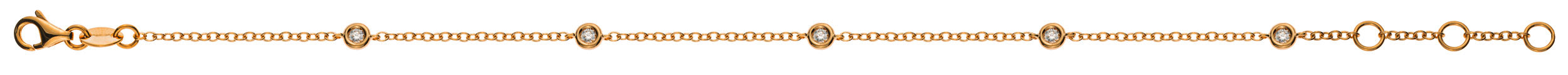 Armband Rotgold 750 mit 5 Brillanten 0.14 ct. 19cm