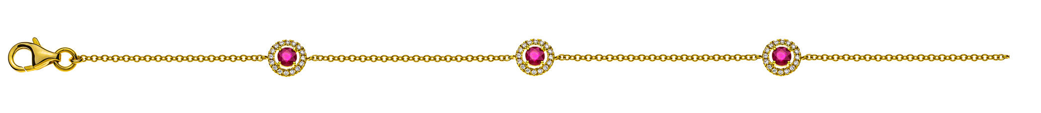 Armband Gelbgold 750 mit Rubinen 0.46ct und Brillanten 0.13ct