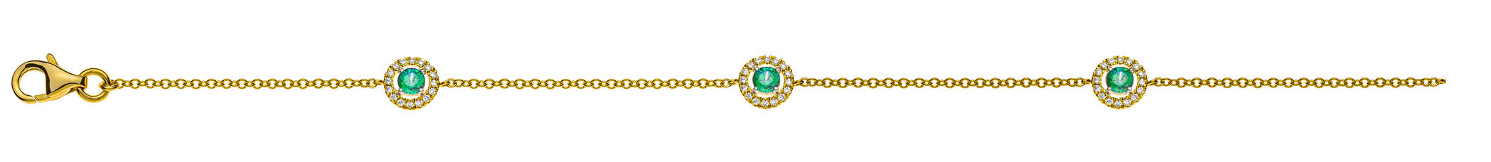Armband Gelbgold 750 Smaragde Brillanten 19cm