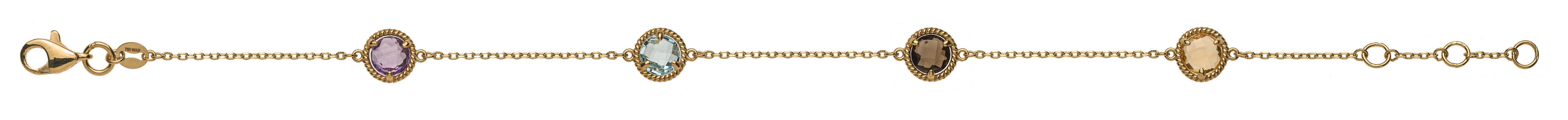 Armband Gelbgold 750 mit 4 Farbsteinen