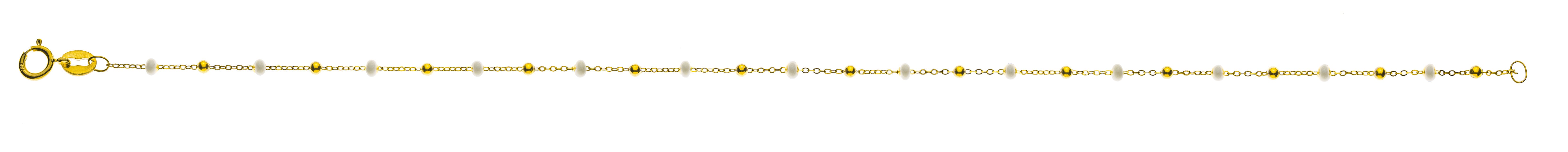 Collier Spiegelanker Gelbgold 750 mit Gold- und Emaille Kugeln, 42cm