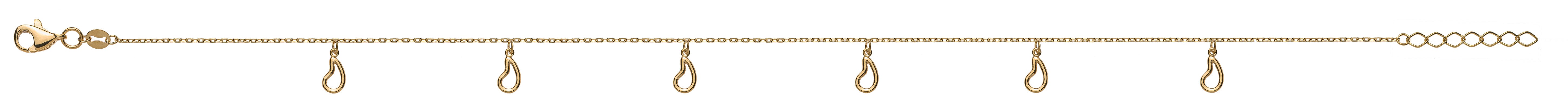 Fusskette Drops Gelbgold 750 mit 6 Tropfen 24cm