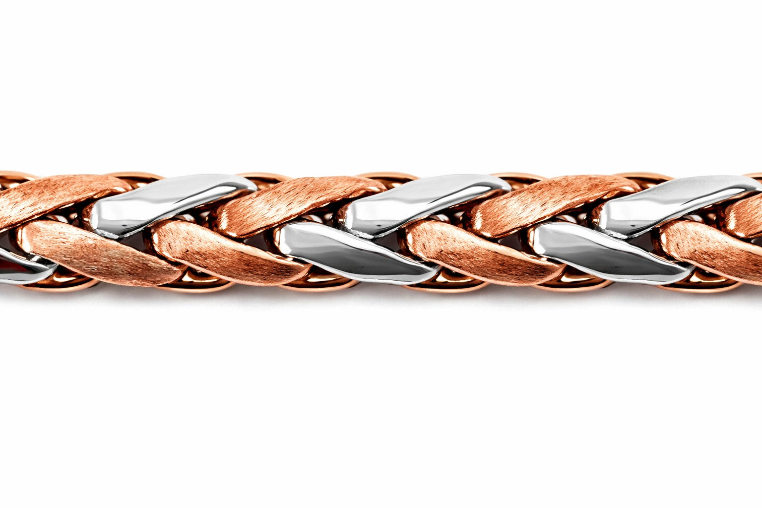 Armband Bicolor Rot-/Weissgold 750 Zopfmuster 5.2mm 19cm