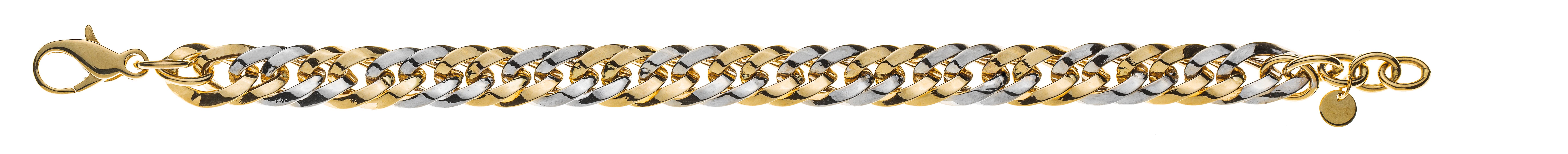 Armband Englischpanzer Bicolor 750 Gelb- Weissgold 8mm 19cm