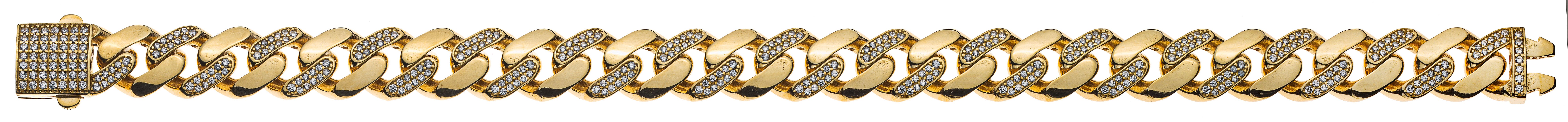 Panzerarmband Gelbgold 375 mit Zirkonia 22cm