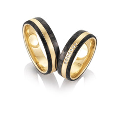 Breuning Trauringe Carbon mit Diamanten - 48/06508 & 48/06507