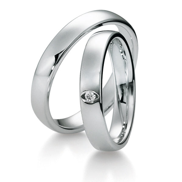 Breuning Trauringe Basic mit einem Diamanten - 48/04032 & 48/04031