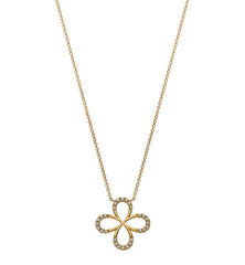 Collier Rundanker Gelbgold 750 mit Kleeanhänger 28 Brillanten 0.10 ct.