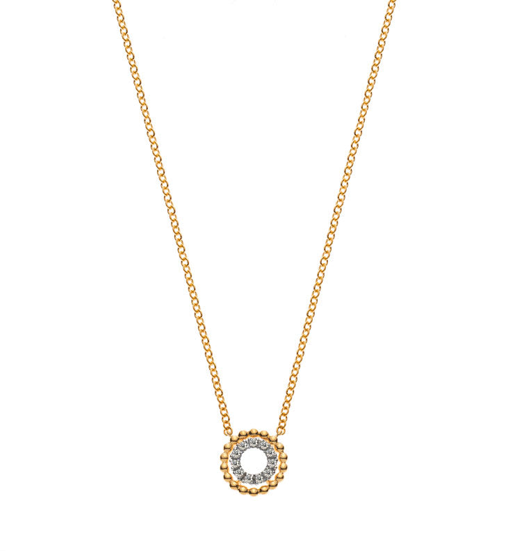 Collier Gelbgold 750 mit rundem Diamant-Anhänger