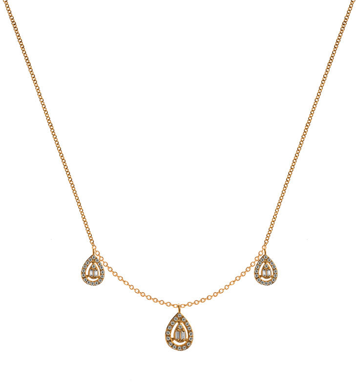 Collier Gelbgold 750 mit 3 tropfenformigen Diamant-Anhängern