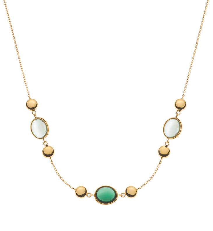 Collier Gelbgold 750 mit Amethyst und Turmalin Cabochon 45cm