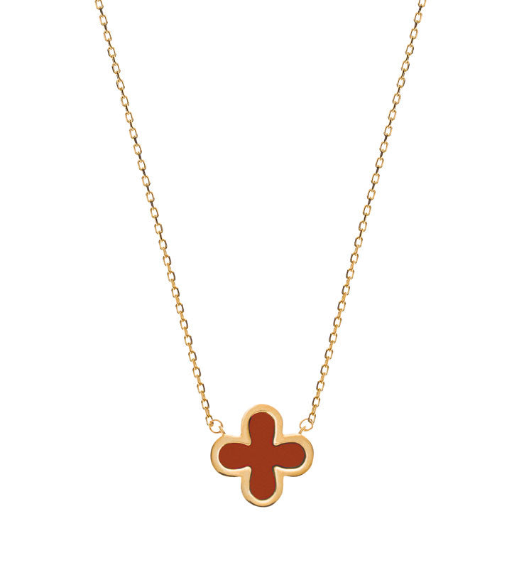Collier Gelbgold 750 mit Karneol Anhanger 45cm