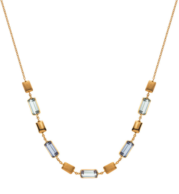 Collier Gelbgold 750 mit Blautopasen 45cm