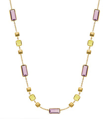 Collier Gelbgold 750 mit Amethyst & Peridot 45cm