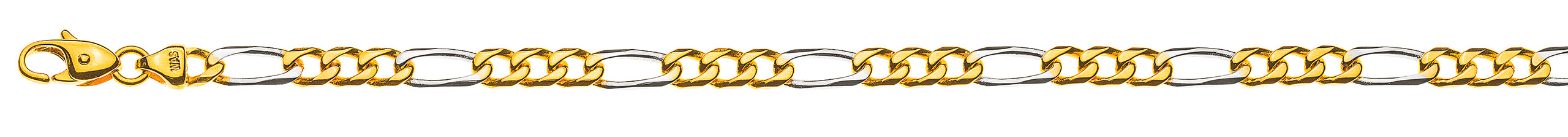 Armband Figaro Bicolor Gelb-/Weissgold 750 ca. 4,5mm