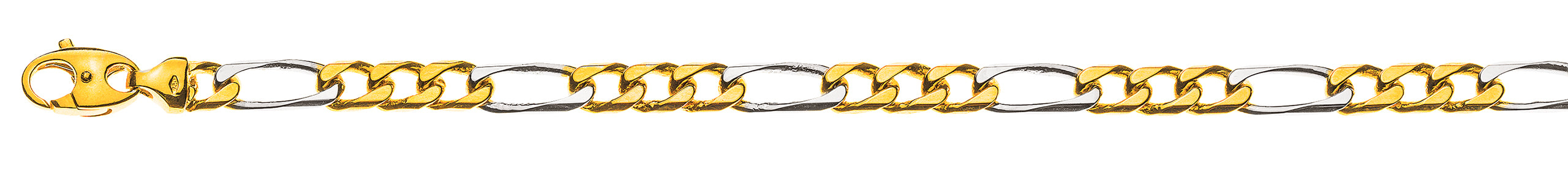 Armband Figaro Bicolor Gelb-/Weissgold 750 ca. 6,0mm