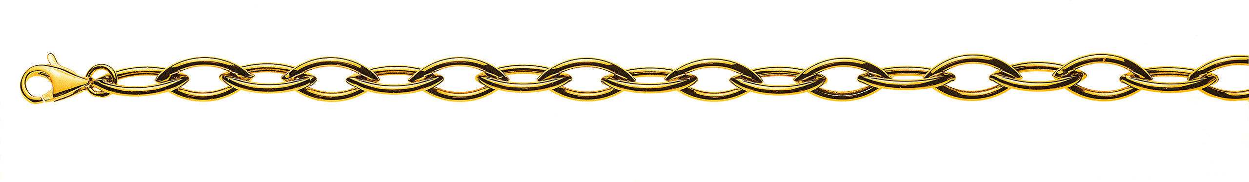 Collier Navette Runddraht Gelbgold 750 halbmassiv 7.3x14.2mm 45cm