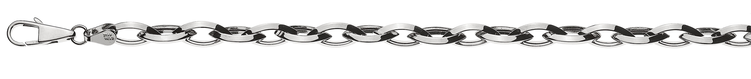 Collier Navette Messerschliff Weissgold 750 halbmassiv 45cm