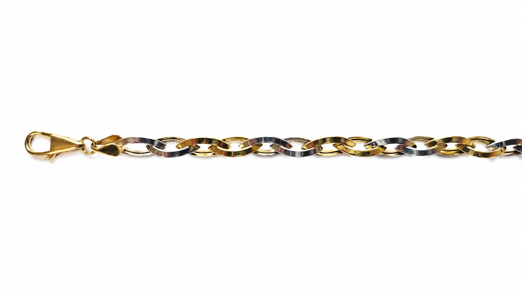 Collier Navette Bicolor 750 Messerschliff 2xGG 2xWG 45cm