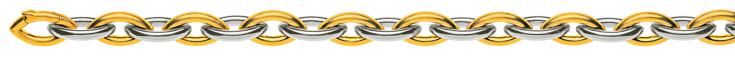 Collier Navette Bicolor Gelb-Weissgold 750, gesandelt/poliert