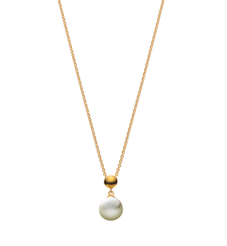 Collier Gelbgold 375 SWZ Perlanhänger 7.5-8mm 15x5mm