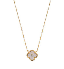 Collier Gelbgold 375 Perlmutt Fantasieform Zirkonia 45cm