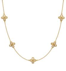 Collier Gelbgold 375 5 Perlmutt Kleelemente 45cm