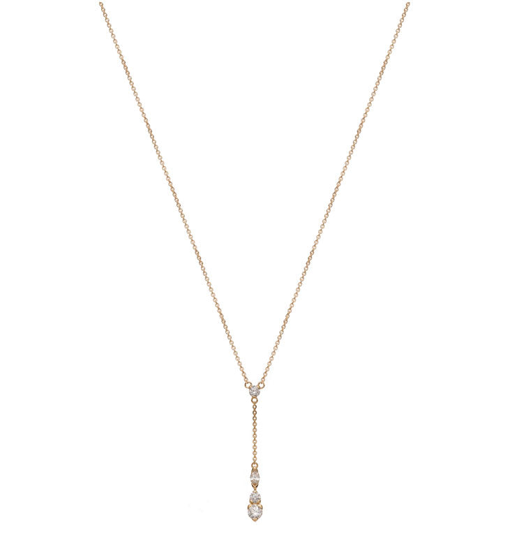 Y-Collier Anker Gelbgold 375 mit Zirkonias 45cm