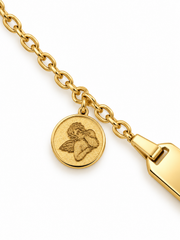 Baby Kinder Gelbgold ID-Armband mit Schutzengel & Gratis Gravur - BB0001