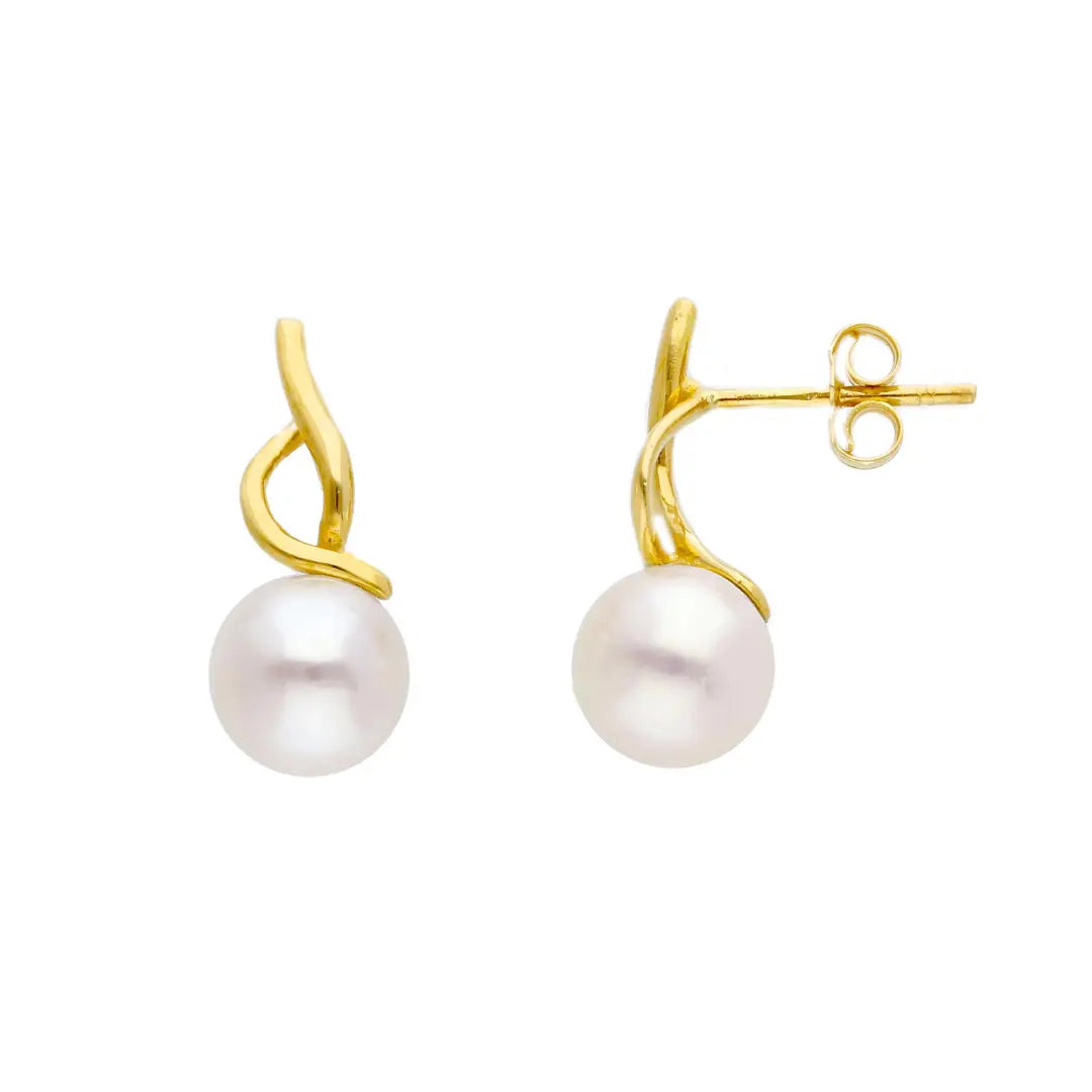 Zeitlose Eleganz, Goldene Ohrstecker mit Süßwasserperlen in 18 Karat - 750 Gelbgold