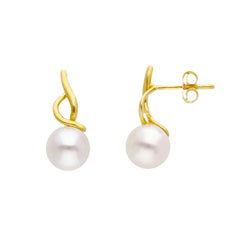Zeitlose Eleganz, Goldene Ohrstecker mit Süßwasserperlen in 18 Karat - 750 Gelbgold