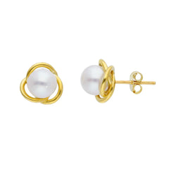 Süßwassertraum: Goldene Ohrstecker mit strahlender Perle in 18 Karat - 750 Gelbgold