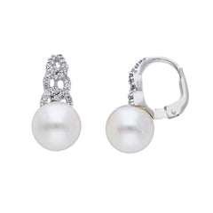 Weißgoldschimmer mit Perlen, Creolen in 18 Karat - 750 Weissgold