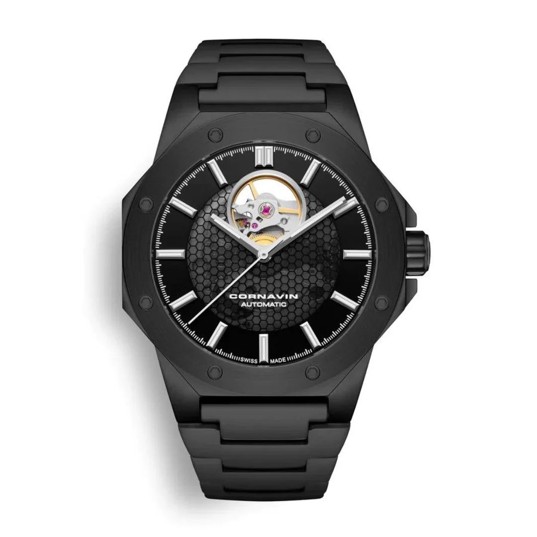 Cornavin Automatik Herrenuhr Stahl in Schwarz - OH.04.B