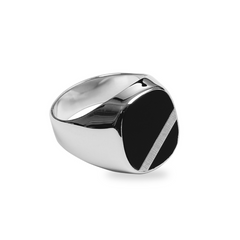 Herrenring Silber 925 rhodiniert mit Onyx - SR-523 2