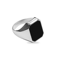 Herrenring Silber 925 rhodiniert mit Onyx - SR-558 2