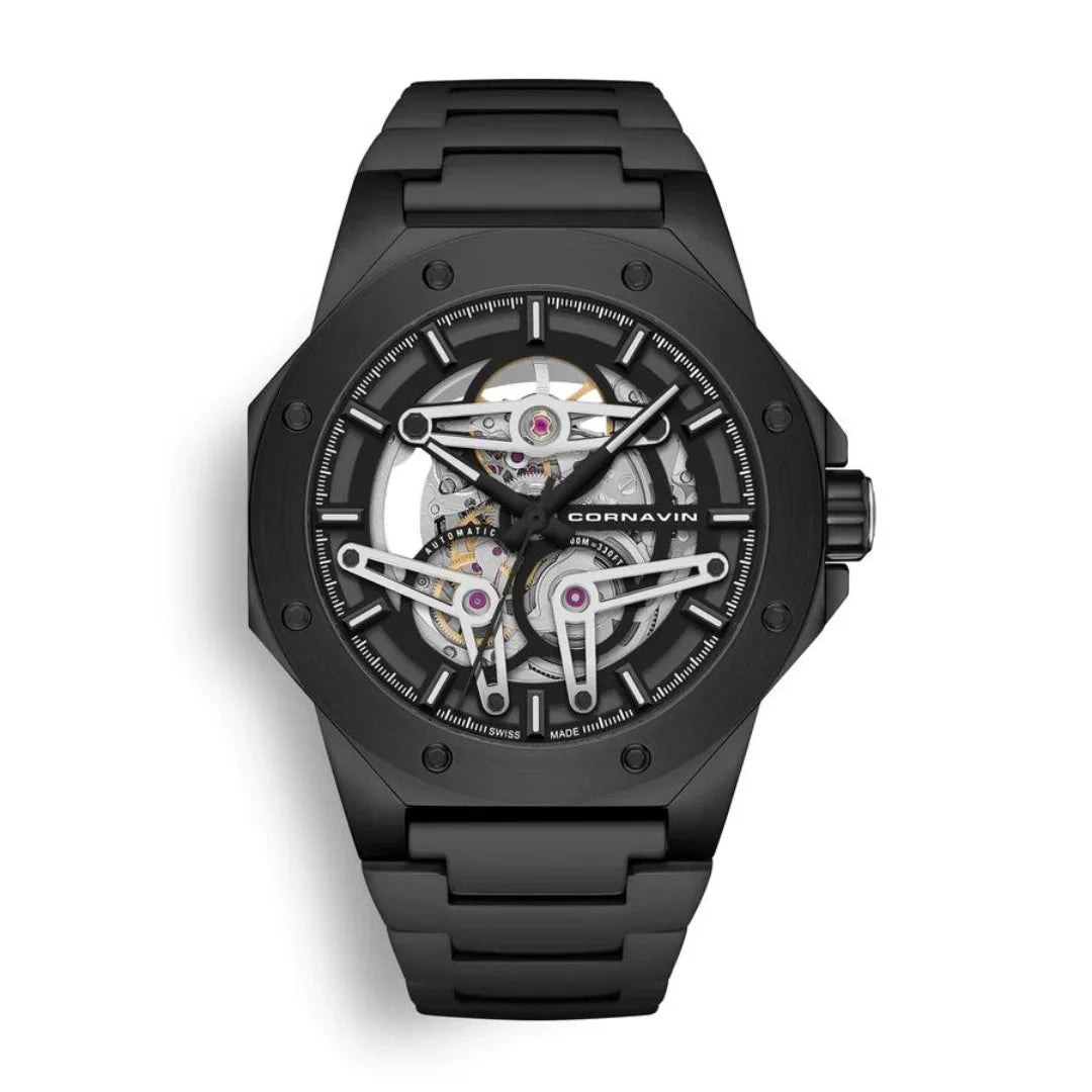 Cornavin Automatik Herrenuhr Skelett in Schwarz - SK.04.B