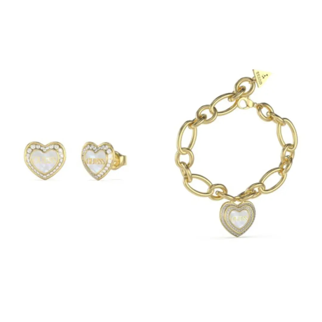 Guess Set in Gelbgold vergoldet, Ohrstecker & Armband - JUBS04085JWYGWHL