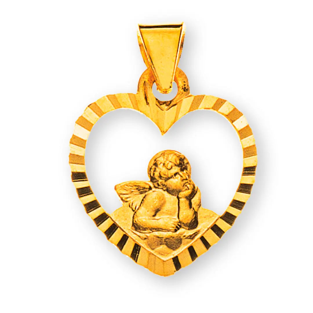Herzanhänger mit Schutzengel in 18 Karat - 750 Gelbgold - AME1016