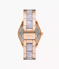 Fossil Stella Quartz 38 MM Damenuhr - Edelstahl, Rose Gold & Weiss - ES4755