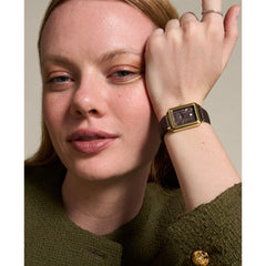 Fossil RAQUEL Damenuhr Gold Braun Leder Pro-Planet 23 mm Quarz mit Datum -