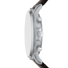 Fossil Neutra Chronograph 44mm Edelstahl Silber Braun Lederarmband Herrenuhr - FS6129