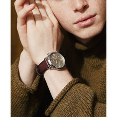 Fossil Neutra Chronograph 44mm Edelstahl Silber Braun Lederarmband Herrenuhr - FS6129