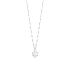 Facet Classic Solitär Damen Halskette in 18 Karat Weissgold