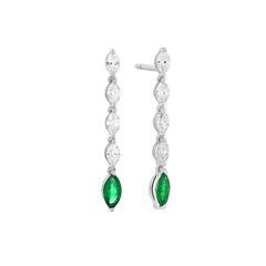 Boucles d'oreilles Facet Classics Colors avec émeraude et diamants en or blanc 750/18 carats