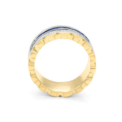 Bague d'éternité semi-sertie à facettes CNC en or bicolore 750/18 carats