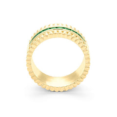 Bague d'éternité en or jaune avec tsavorite semi-sertie à facettes et diamants