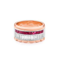 Bague mémoire à demi-sertie Facet Cnc Ring en or rose 750/18 carats