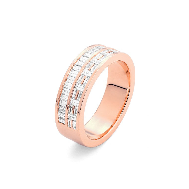 Facet Cnc Ring halbgefasster Memoirering in 750/18 Karat Roségold
